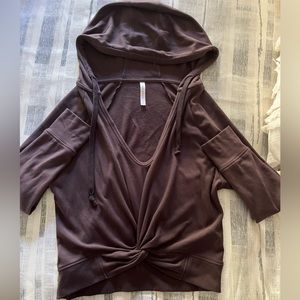 Maroon/brownish fabletics crop hoodie